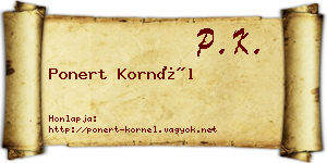 Ponert Kornél névjegykártya